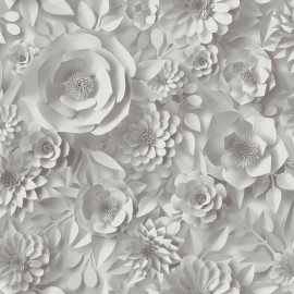 Tapet floral 3D gri