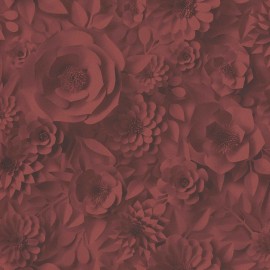 Tapet floral 3D rosu inchis