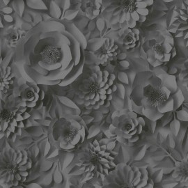 Tapet floral 3D antracit