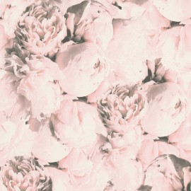 Tapet cu flori mari roz prafuit