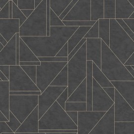 Tapet Art Deco geometric negru